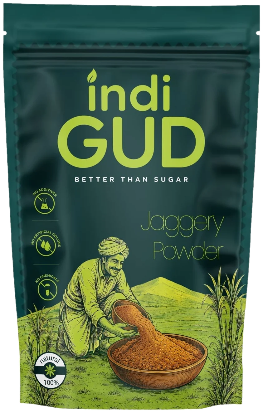 indiGUD sulphur-free Jaggery Powder (shakkar) 400 g pouch